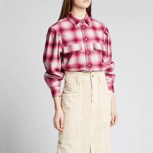 Isabel Marant Etoile Reosi Plaid Button-Down Top (Size 34/2)